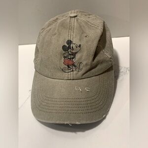 Mickey Mouse Distressed Green/khaki Authentic Disney Parks Adjustable Hat.
